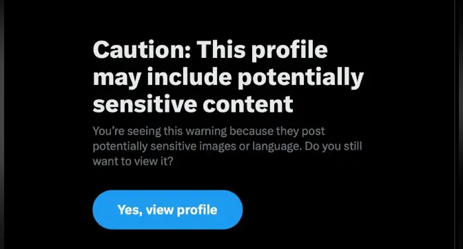 X 'potentially sensitive content' profile warning